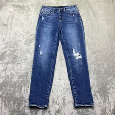 Judy Blue Slim Fit Distressed Raw Hem Jeans Medium Wash JB82204DK Size 7/28