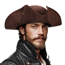 Pirate Hat for Women Men Colonial Tricorn Hat Halloween Pirate Costume Access...