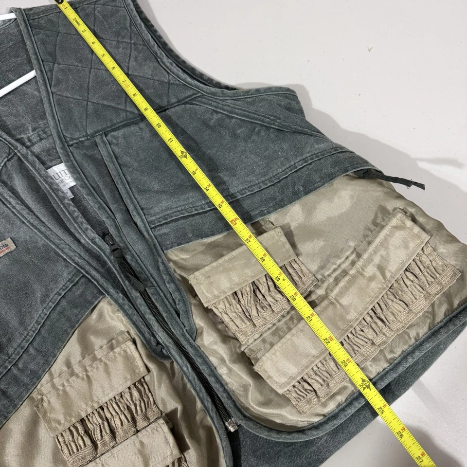 复古 Columbia Sportswear 狩猎厚牛仔背心男式大号绿色米色 — 第 2/4 张图片