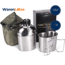 Edelstahl Feldflasche Set 1,2l mit 0,6l Beche...