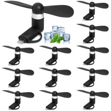 Mini Cell Phone Fan 12 Pack, 2 in 1 Portable Fan for iPhone, Android, Type C