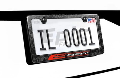 Corvette E Ray License Plate Frame Premium Real Forged Carbon Fiber Red