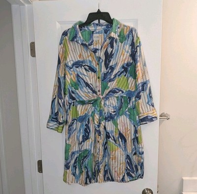 NIC+ZOE Women's Scribble Vines Dress Green Multi L71224, Size M