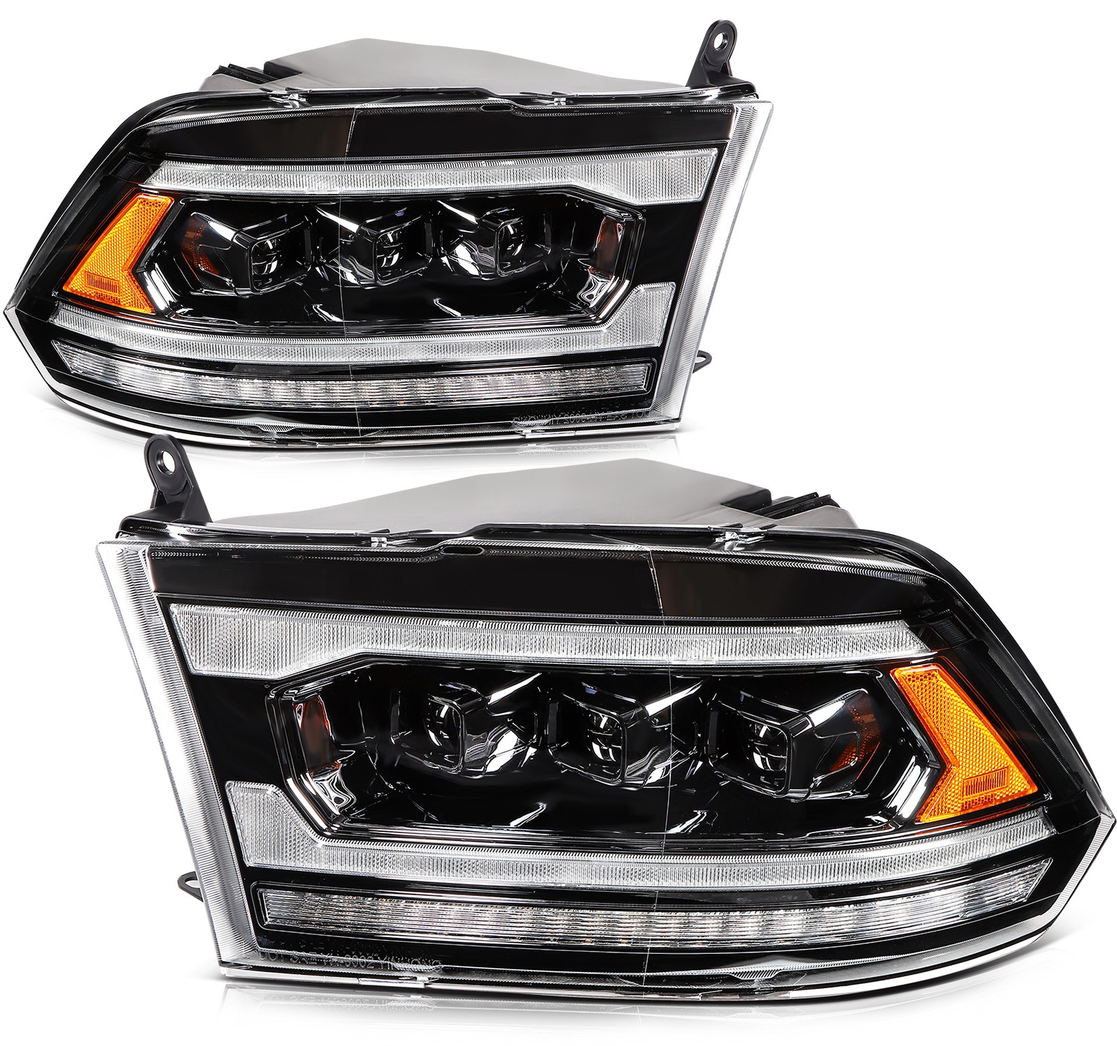 For Dodge Ram 1500 2500 3500 2009-2018 LED DRL Headlamp Headlights Assembly Pair