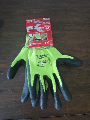 Milwaukee Men's Hi-Vis Cut Level 4 Protective Gloves Lime/Black XL 48-73-8943