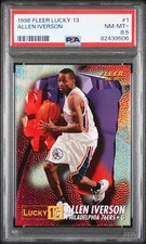 ALLEN IVERSON Rookie Card 1996 Fleer Lucky 13 #1 - Philadelphia 76ers - PSA 8.5. rookie card picture