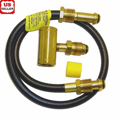 Propane Two-Tank Hook-up Kit 30in Hose Assembly Full Flow Tee Brass Fittings New