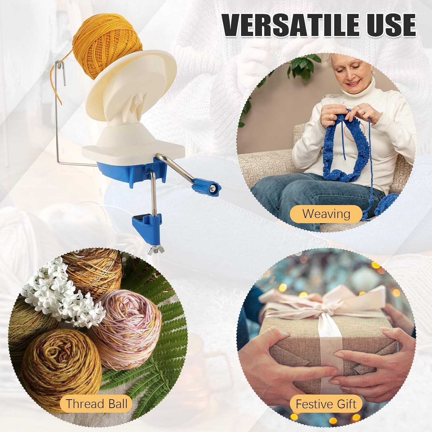 Yarn Ball Winder, Hand-Operated Yarn Ball Winder Swift Yarn Winder, Yarn