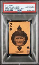 1927 W560 WALTER JOHNSON NNO VG+ HAND CUT 2 OF SPADES PSA A WASHINGTON SENATORS