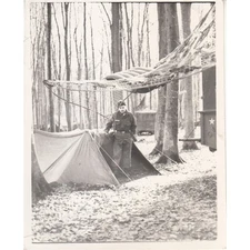 US Soldier WWII Pup Tent Military Camp Wooded Area Camouflage VehicleOriginal