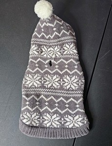 Bee & Willow Home Chenille Fair Isle Grey/Gray White Dog Sweater Size Small