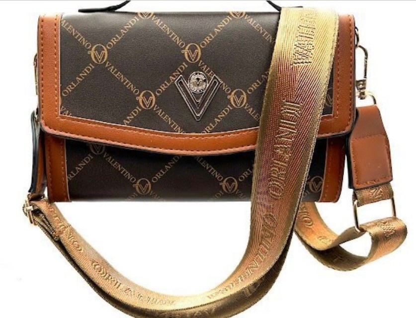 VALENTINO Orlandi Logo Crossbody with Top Handle Brown Wallet NWT MSRP $159