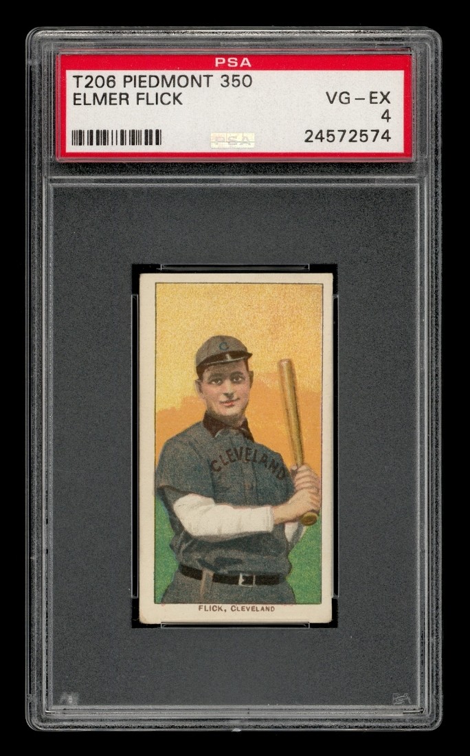1909-11 T206 Set-Break Elmer Flick Piedmont PSA 4 VG-EX view 1