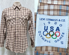 Vintage 1980 USA Olympic Team Levi  s Plaid Shirt NY Olympics - Men's S