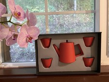 Chinese Red small Teapot Tea Set 4 Cups boxed High End Gift Set.