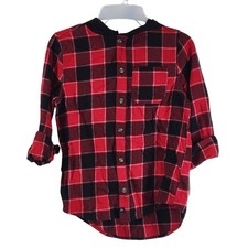 Art Class Boys Hooded Plaid Shirt, Red/Black, Size M 8 , NWT