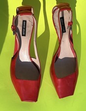 Giorgio Armani red /corral patent leather slingback heels SZ US6 EUR36.5