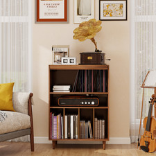 Flip-Top Record Player Stand | Media Cabinet for Turntable & Audio Equipment