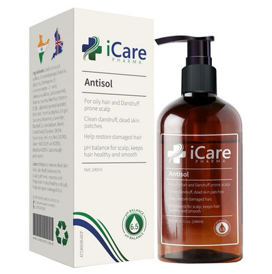 iCare Pharma Antisol Anti-Dandruff Shampoo 240ml for Oily, Damaged Hair