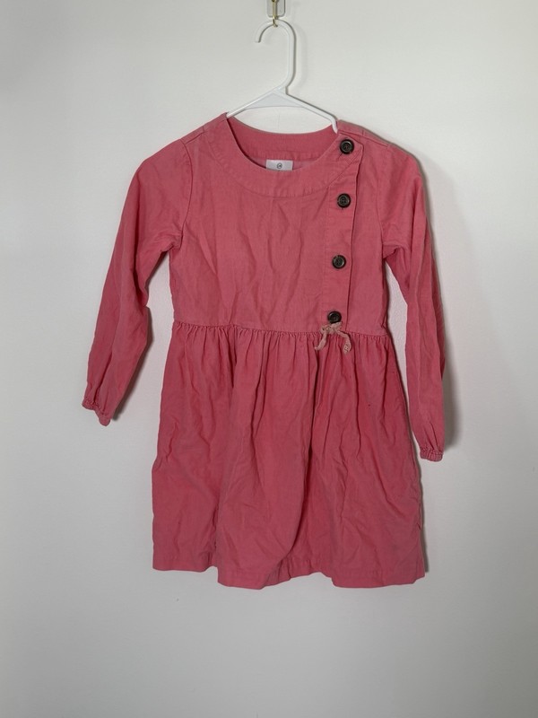 Hanna Andersson Coral Corduroy Dress Long Sleeve Girls 130 size 8
