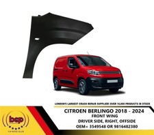 CITROEN BERLINGO 2018 - 2024 FRONT WING FENDER RIGHT DRIVERS SIDE 9816482380