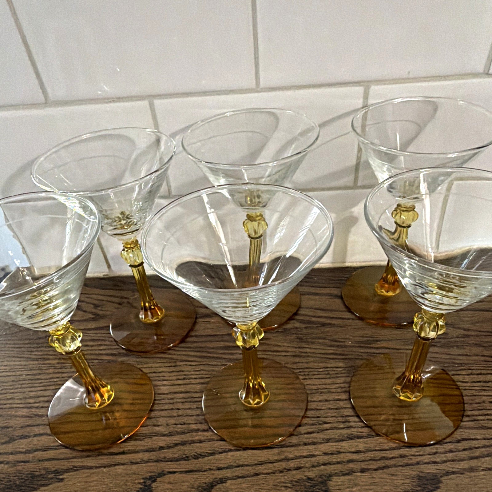 6 Tiffin Glass Julia Martini Glasses