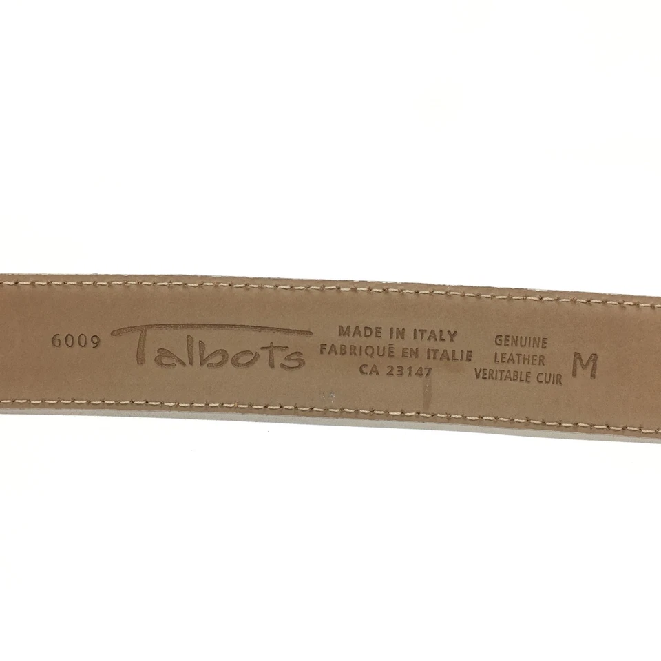 Talbots Dress Belt Womens Size M Medium Beige Leather Made Italy Brass Buckle - Image 4 of 4
