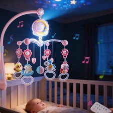 Baby Crib Mobile with Music and Lights,Moon  Star Projector Toys with 108 Songs