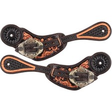 Showman Ladies Gunsmoke Spur Straps Tooled Leather Set