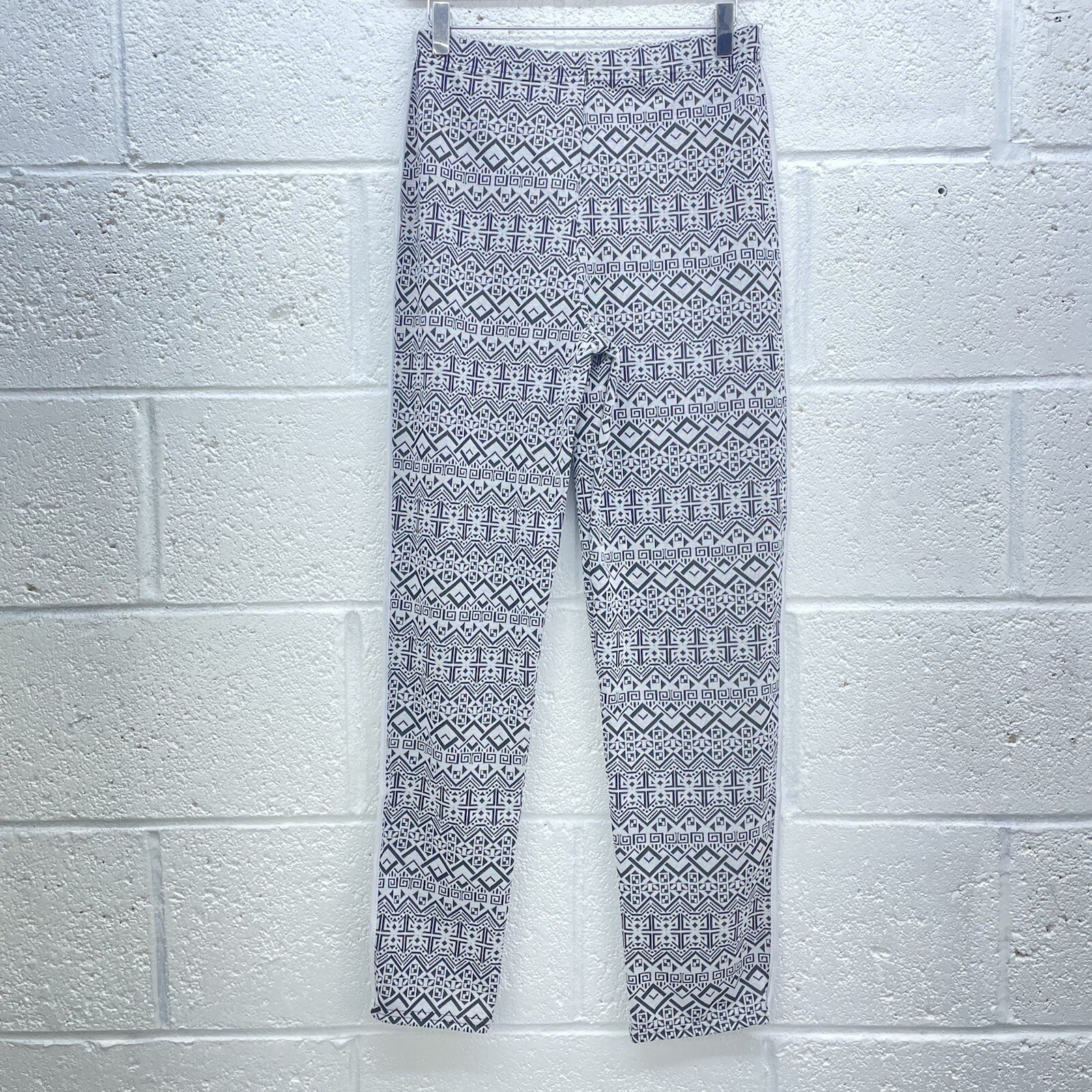 ALTRA LEGGINGS VINTAGE GRIGI A MAGLIA LATERALI PIPING MOTIVO STAMPATO NERO TESTURIZZATO UK 12