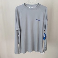 Columbia Men’s PFG Fishing Shirt Gray Terminal Tackle Omni-Shade Sz M NWT