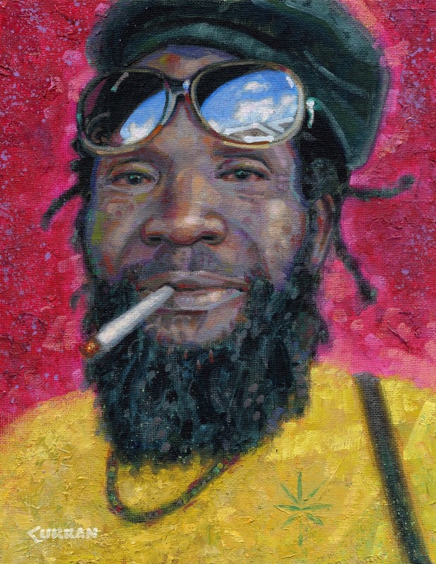 ORIGINAL OIL PAINTING, PORTRAIT OF A MAN "GANJA MAN", listed artist NR!