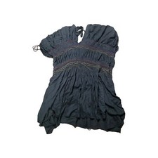 Free People Rainbow Smocked Black Dress Size Medium