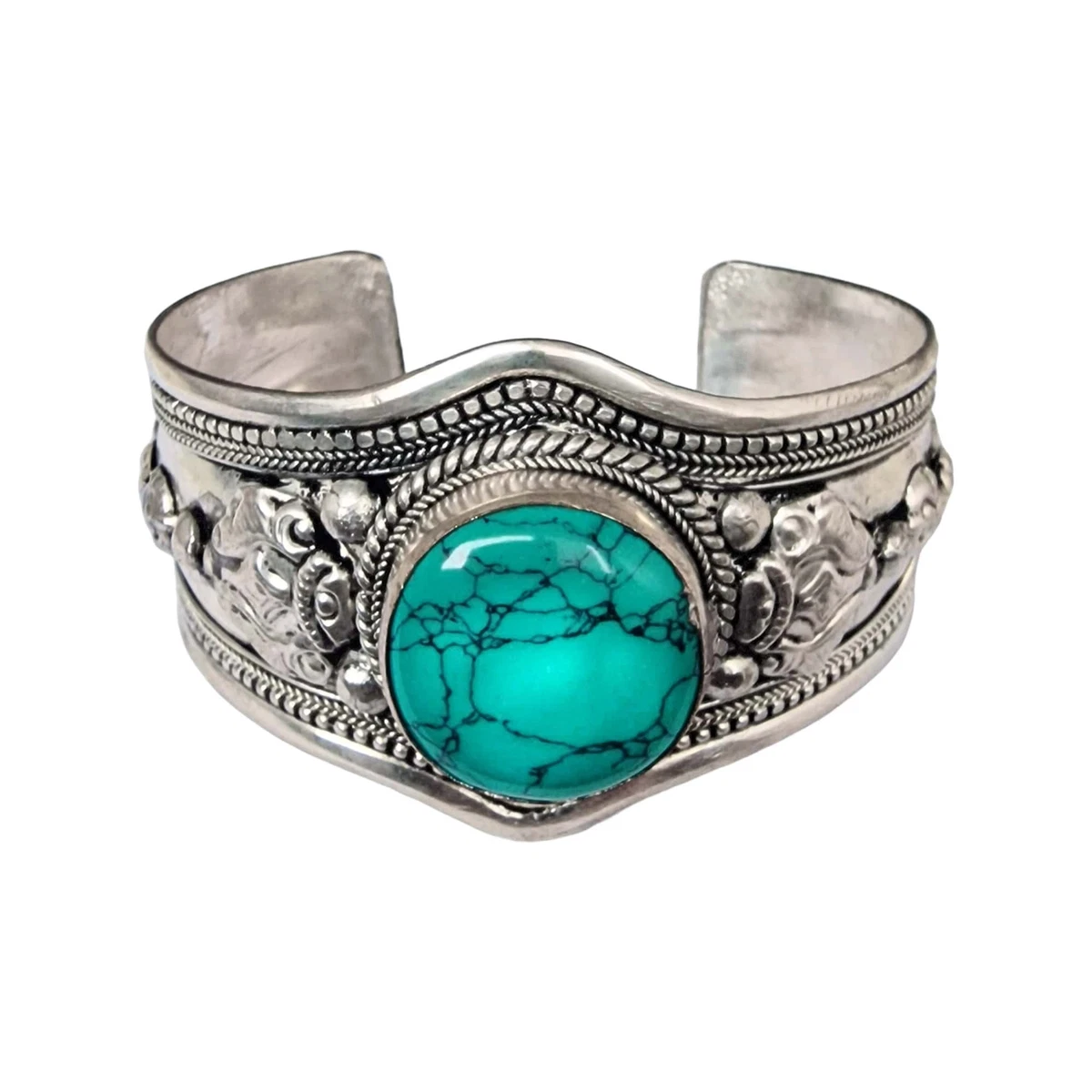 Bracelet Manchette Artisanal – Perles De Rocaille Verre Turquoise, Acier Inox, Fait Main