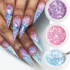 6 Box Glitter Opal Powder Nail Art Sequins Flakes Mirror Holographic Paillettes