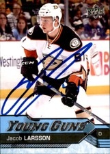 Jacob Larsson Signed Auto 2016-17 Upper Deck Young Guns card Anaheim Ducks