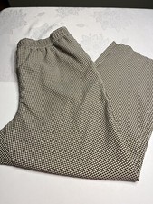 Vtg Koret Searsucker Green Tan Plaid Pull On Elastic Waist Pants Women  s Sz 18