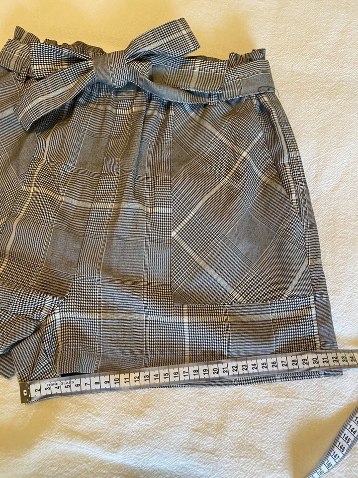 Хлопок на 10 S талии галстук середины подъема бумажный пакет гончая шорты черный белый чек - Изображение 3 из 4