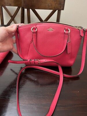 Coach F34493 Pink Ruby Pebbled Leather Small Kelsey Convertible Satchel New 