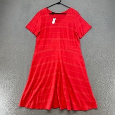 Talbots Dress Womens X / 0X Short Sleeve A-Line Fit Flare Pink Embroidered Modal