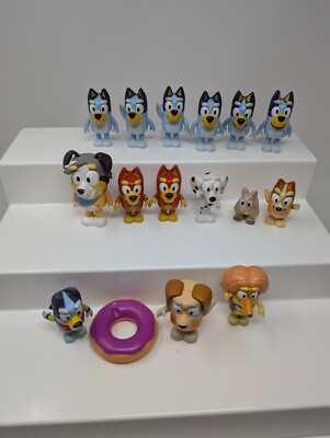 15x Bluey Character Figures: Potoroo, Chloe, Rusty, Calypso, Bin Man, Indy Bingo