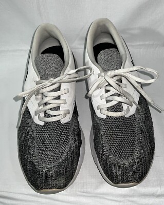 Nike Mens Gray White Odyssey React Flyknit Sneaker Shoes