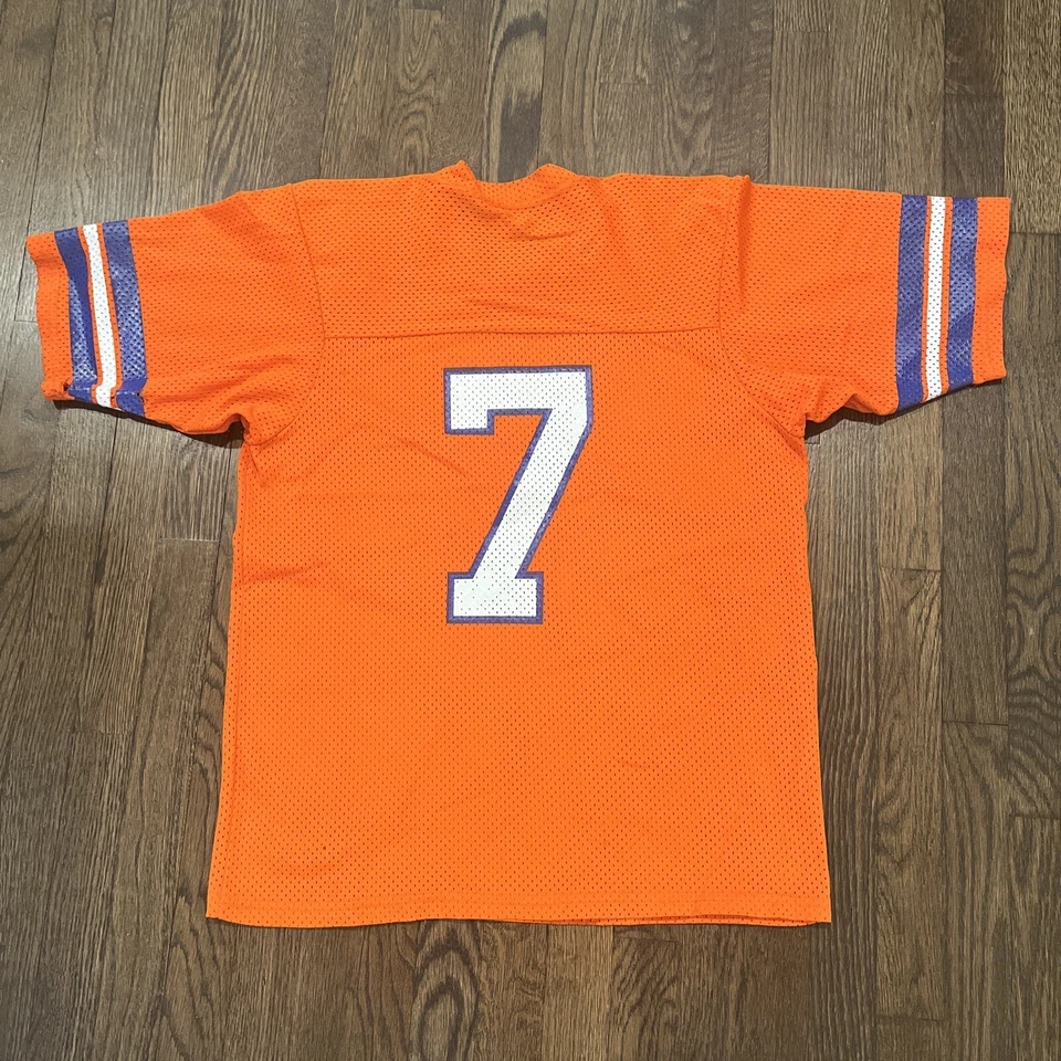 Camiseta Denver Broncos John Elway Grande Tejida Arena De Colección Naranja Para Hombre Foto 2 de 4