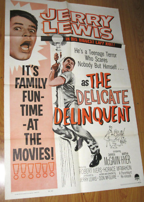The Delicate Delinquent Original 1sh Movie Poster 57 wacky teen-age terror Jerry
