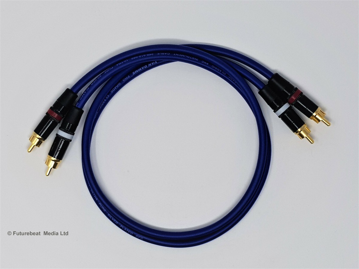 Cavi Van Damme Pro Da RCA Phono A RCA Phono Placcati Argento Puro OFC Blu 25cm - Foto 9