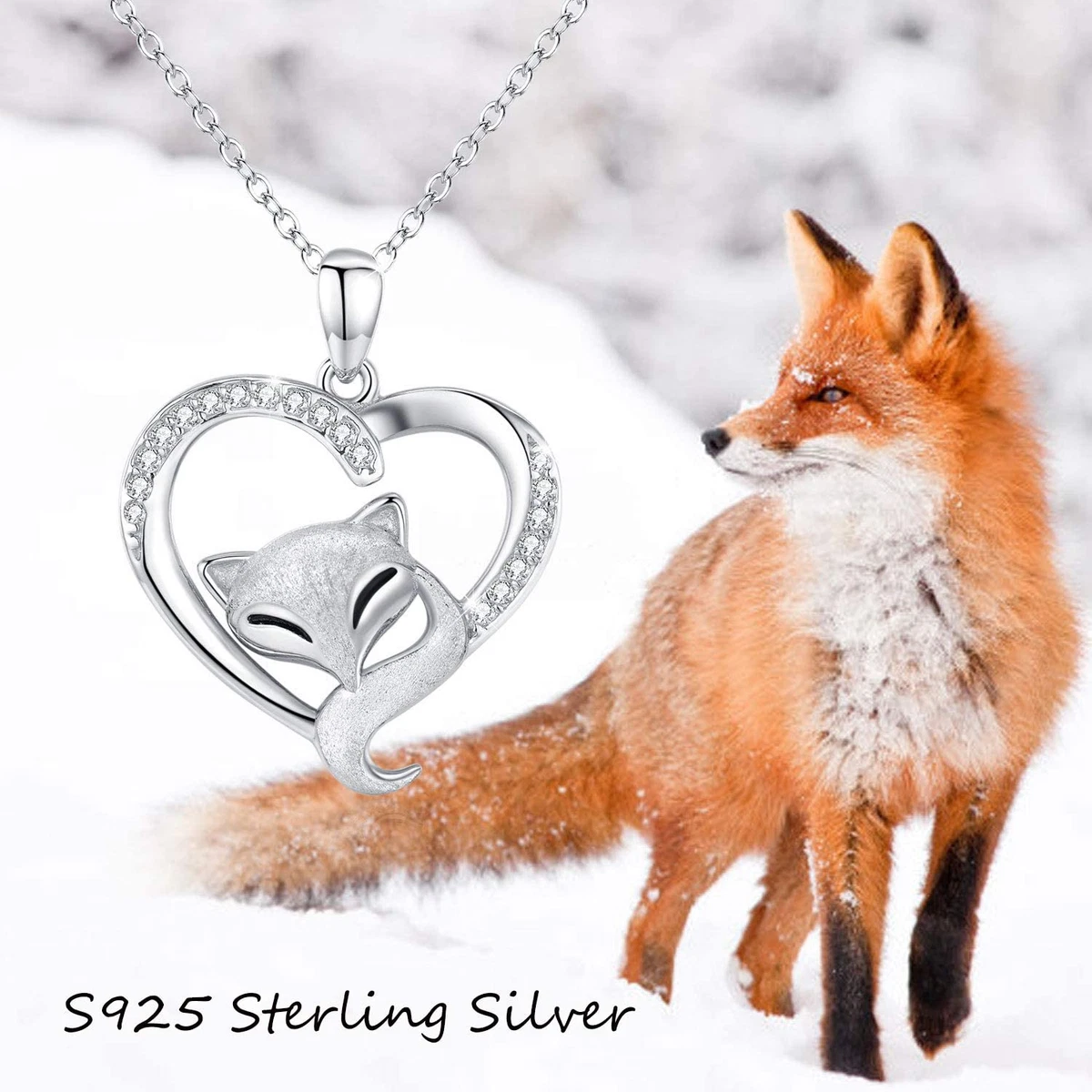 Sterling Silver Sparkly Fox Necklace | A Touch of Silver