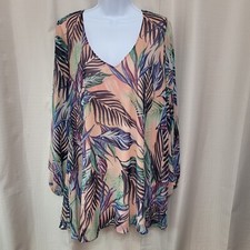 Show Me Your Mumu Donna Michelle Sheer Sleeve Tunic Dress Women's Sz Large Pink