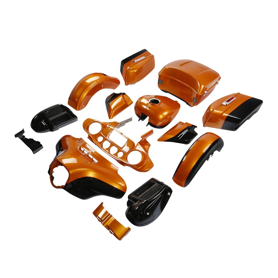 Kit de carrocería de carenado apto para Harley Electra Glide FLHT 14+ whisky ámbar/negro vivo Foto 4 de 4