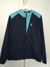 Spyder Waterproof Windbreaker Lightweight Hooded Jacket Size L Uk 12 Blue Anorak