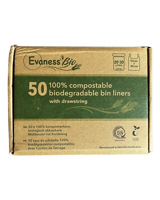 Evaness BIO 100% Compostable Bin Liners with DRAWSTRING 20